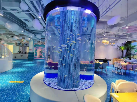 Цилиндрический акриловый аквариум с фильтрацией поддона-Leyu Acrylic
